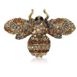 Sparkling Bee Crystal Gold Brooch
